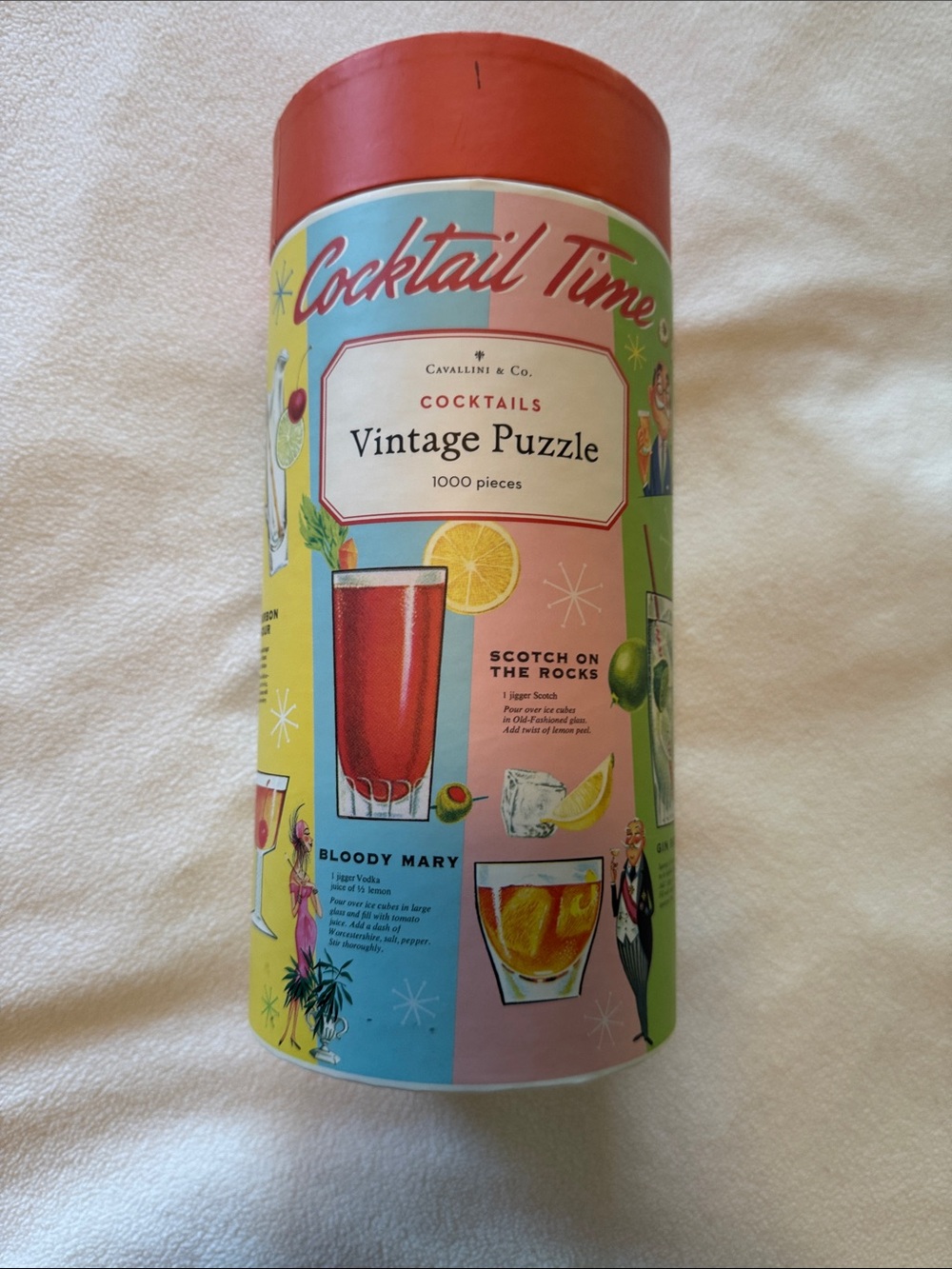 Cocktail Time Vintage Puzzle by Cavallini & Co. — Pink & Red